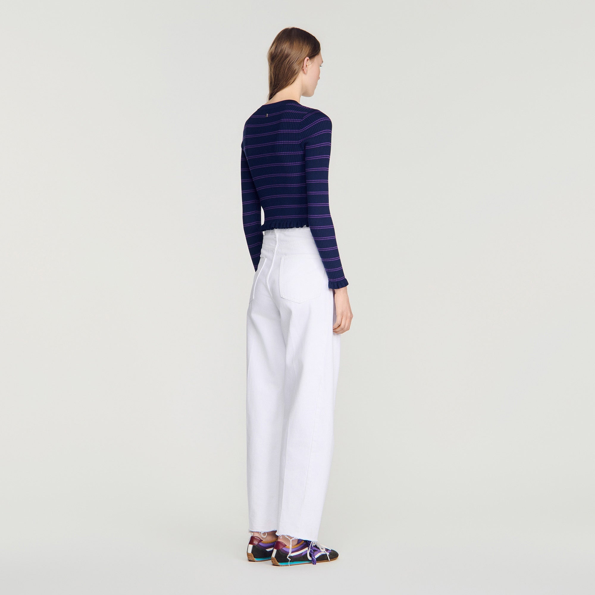 Areanne Striped knit cardigan Navy / Purple