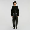 Arlo Hooded cardigan, leather details Black