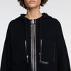 Arlo Hooded cardigan, leather details Black