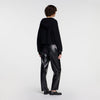Arlo Hooded cardigan, leather details Black