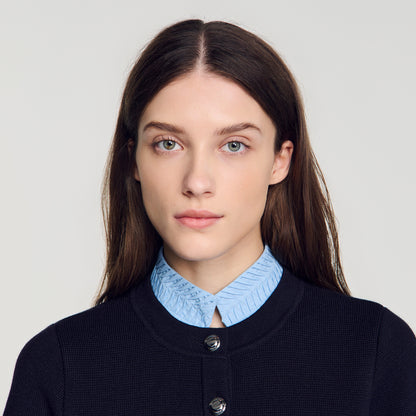 Anthony Two-tone origami collar cardigan Navy Blue