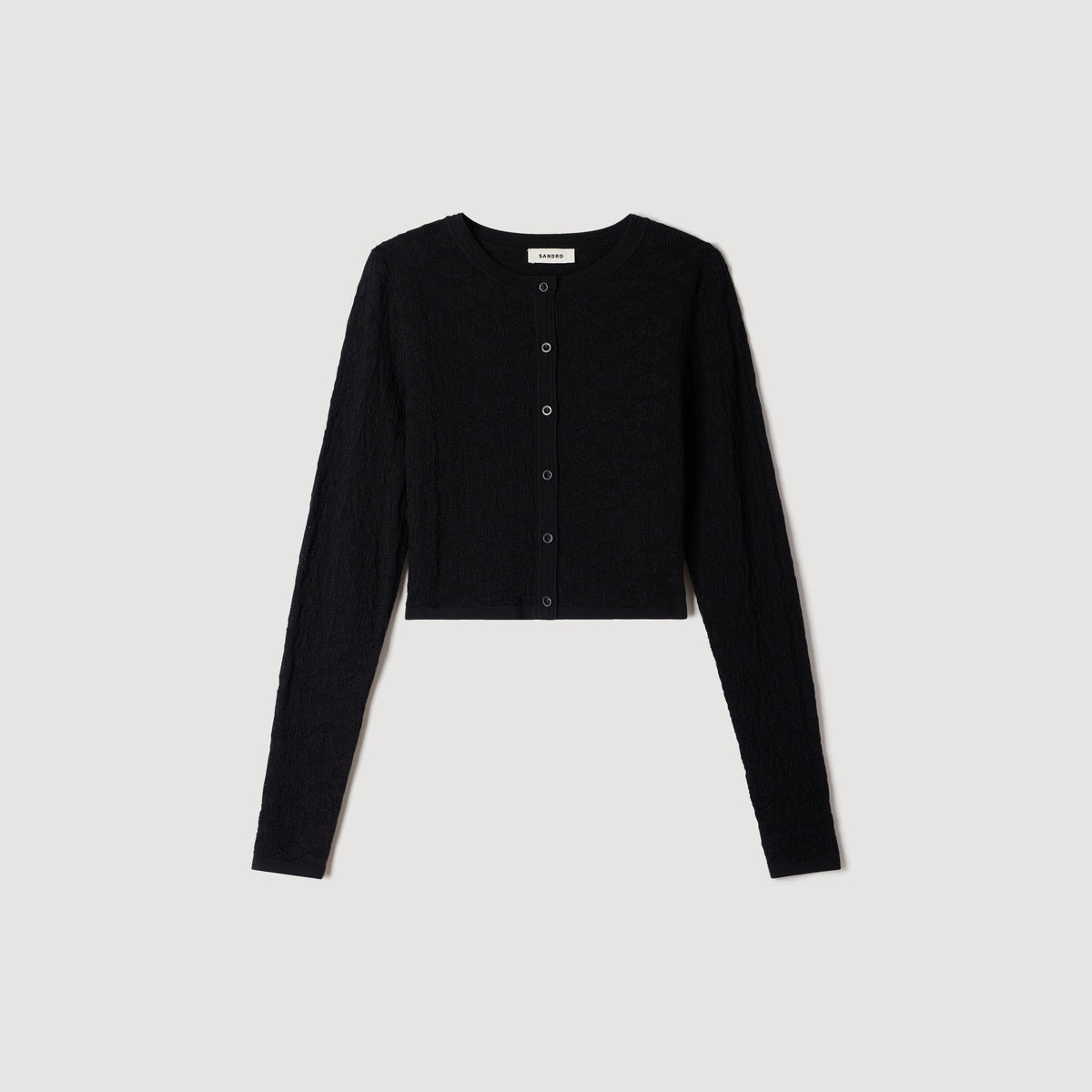 Maretto Decorative Pointelle Cardigan Black