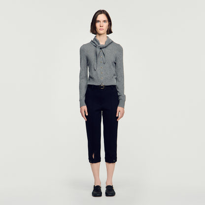 Coralyne Pointelle Knit Cardigan Grey