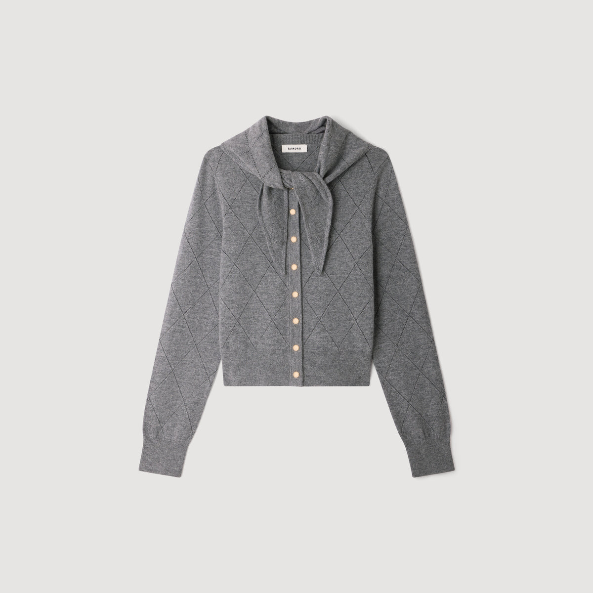 Coralyne Pointelle Knit Cardigan Grey