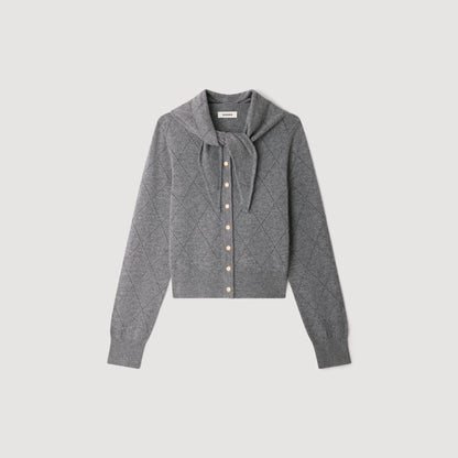 Coralyne Pointelle Knit Cardigan Grey