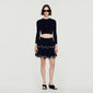 Dove Velvet Knit Cropped Cardigan Black