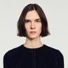 Dove Velvet Knit Cropped Cardigan Black
