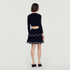 Dove Velvet Knit Cropped Cardigan Black