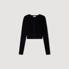 Dove Velvet Knit Cropped Cardigan Black