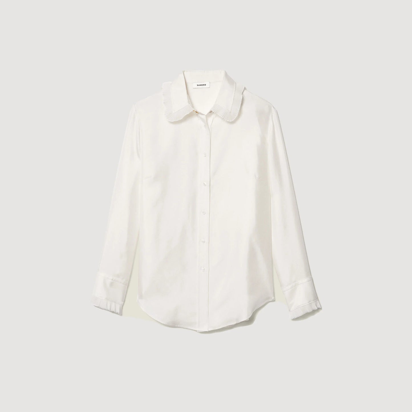 Silk Shirt With Pleated Trim Ecru