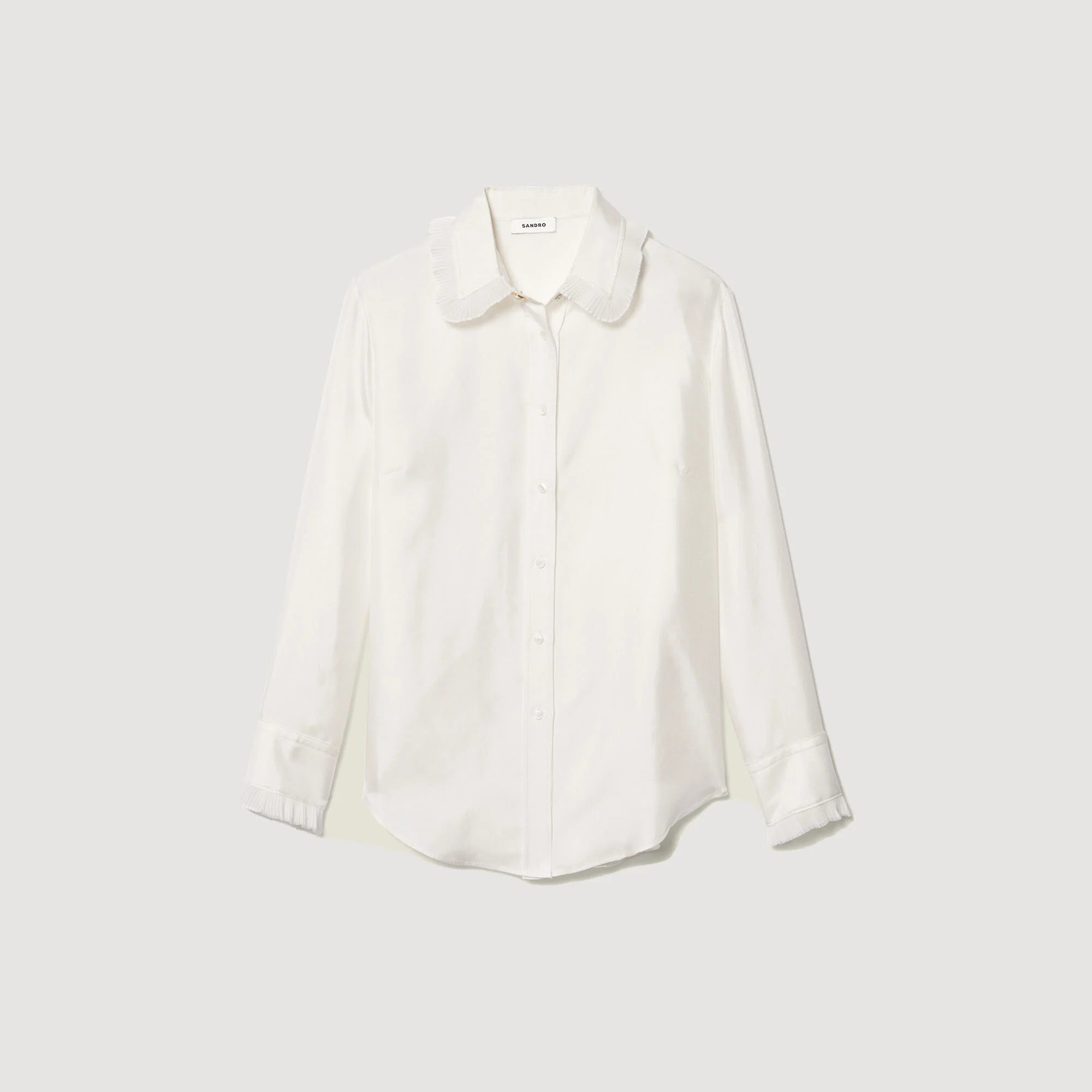 Silk Shirt With Pleated Trim Ecru