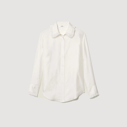 Silk Shirt With Pleated Trim Ecru
