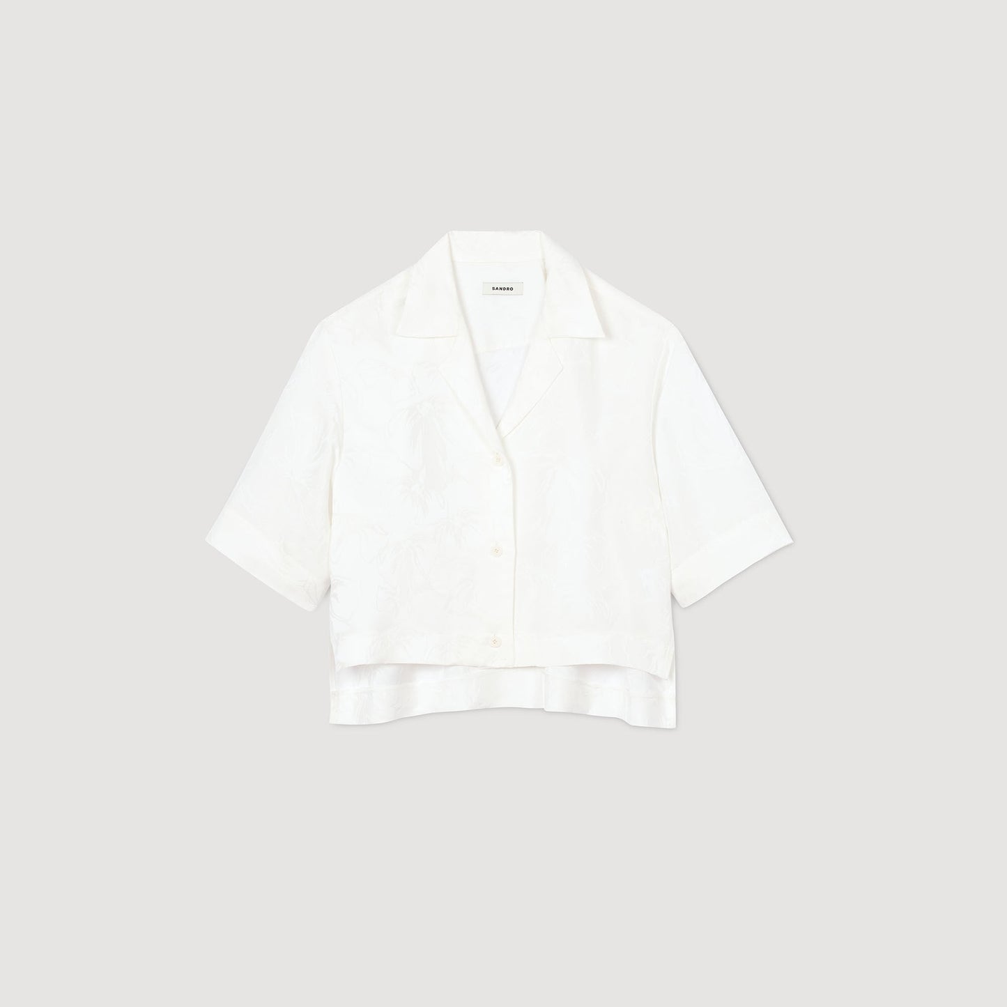 Cropped Shirt With Jacquard Bows White
