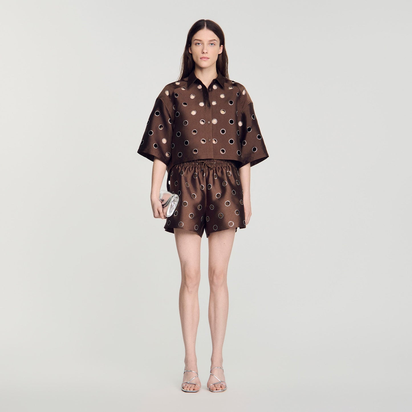 Jupiter Rhinestone Shirt Brown