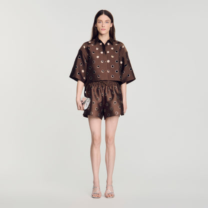 Jupiter Rhinestone Shirt Brown