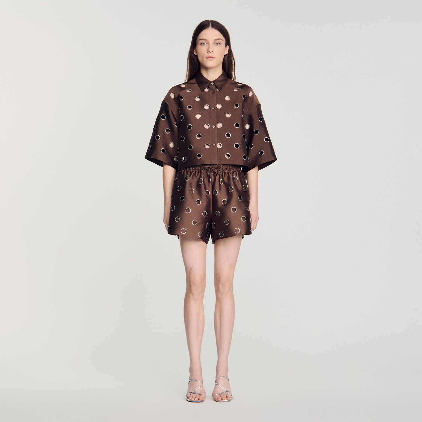Jupiter Rhinestone Shirt Brown