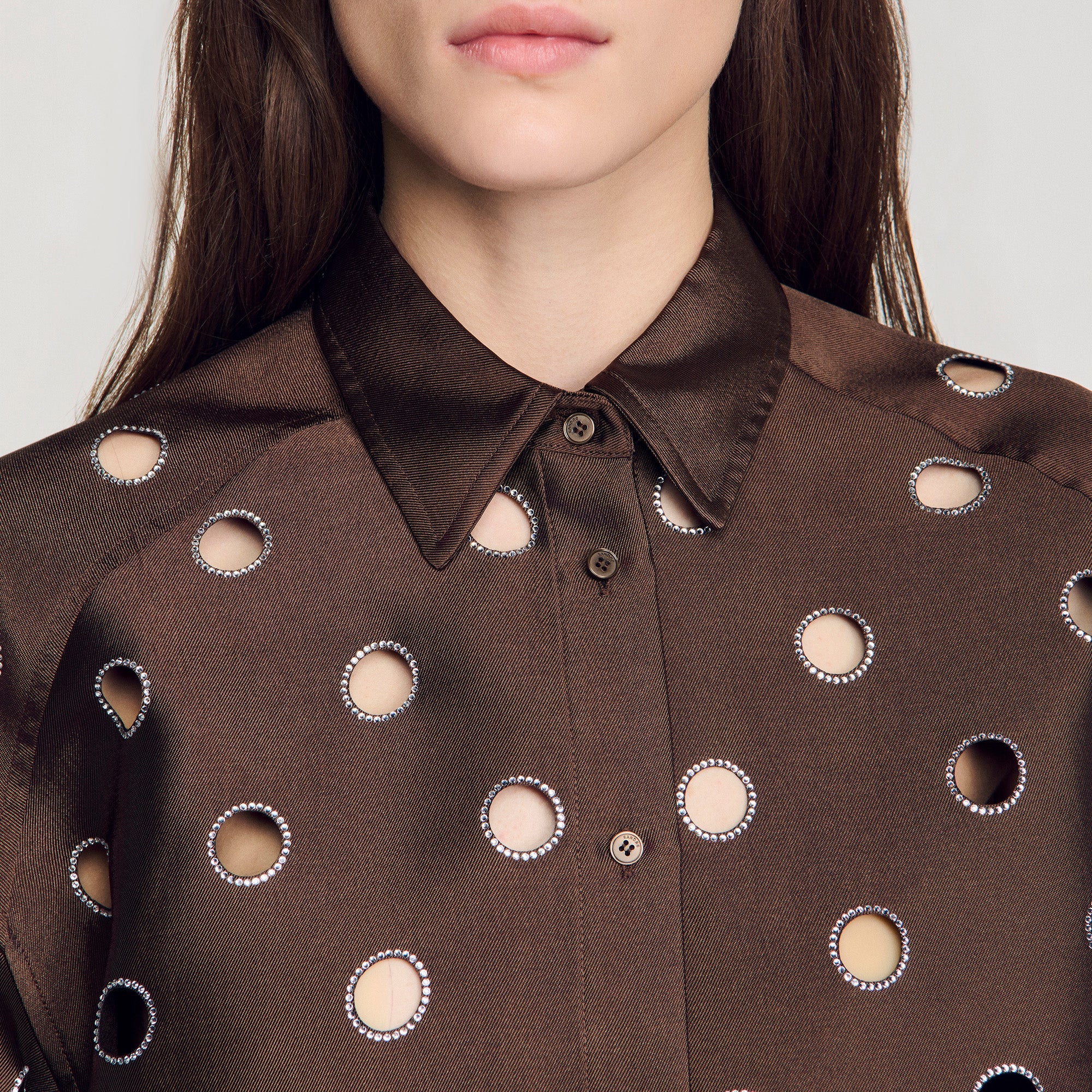 Jupiter Rhinestone Shirt Brown