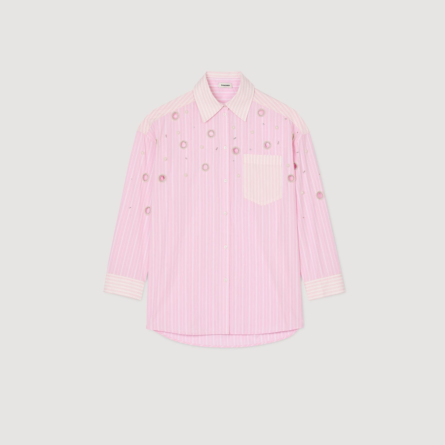 Confetti Striped Rhinestone Shirt Pink