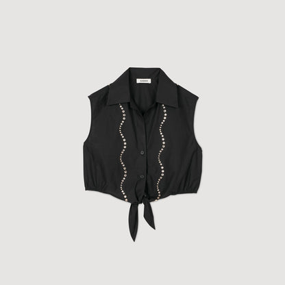 Tel Crystal Embellished Top Black