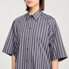 Midnight Oversized Striped Rhinestone Shirt Grey