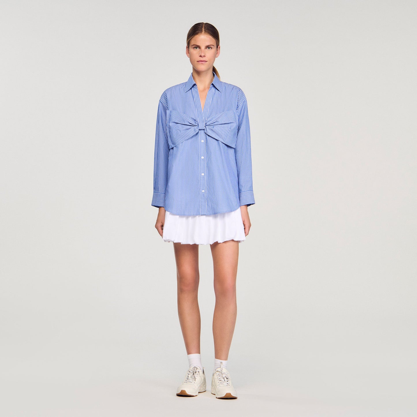 Noeline Oversized Bow Shirt Blu / White