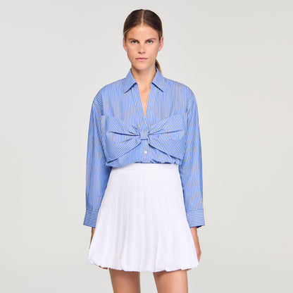 Noeline Oversized Bow Shirt Blu / White