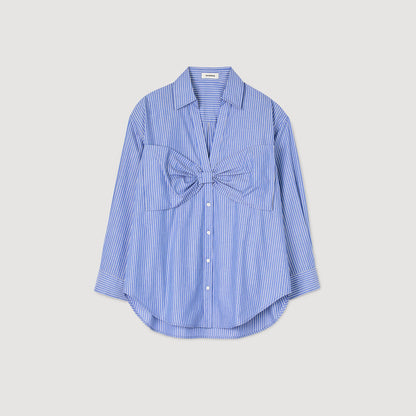 Noeline Oversized Bow Shirt Blu / White