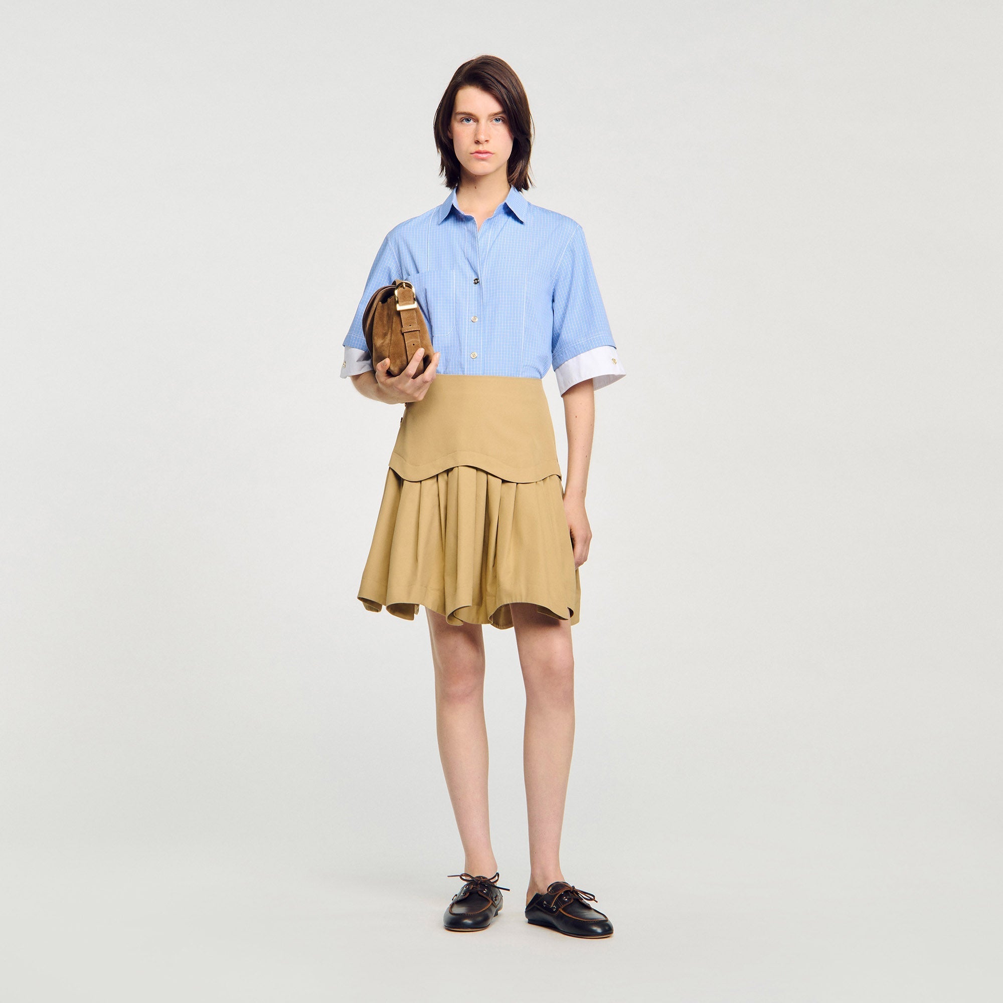 Rosita Oversized Check Shirt Ciel / Blanc