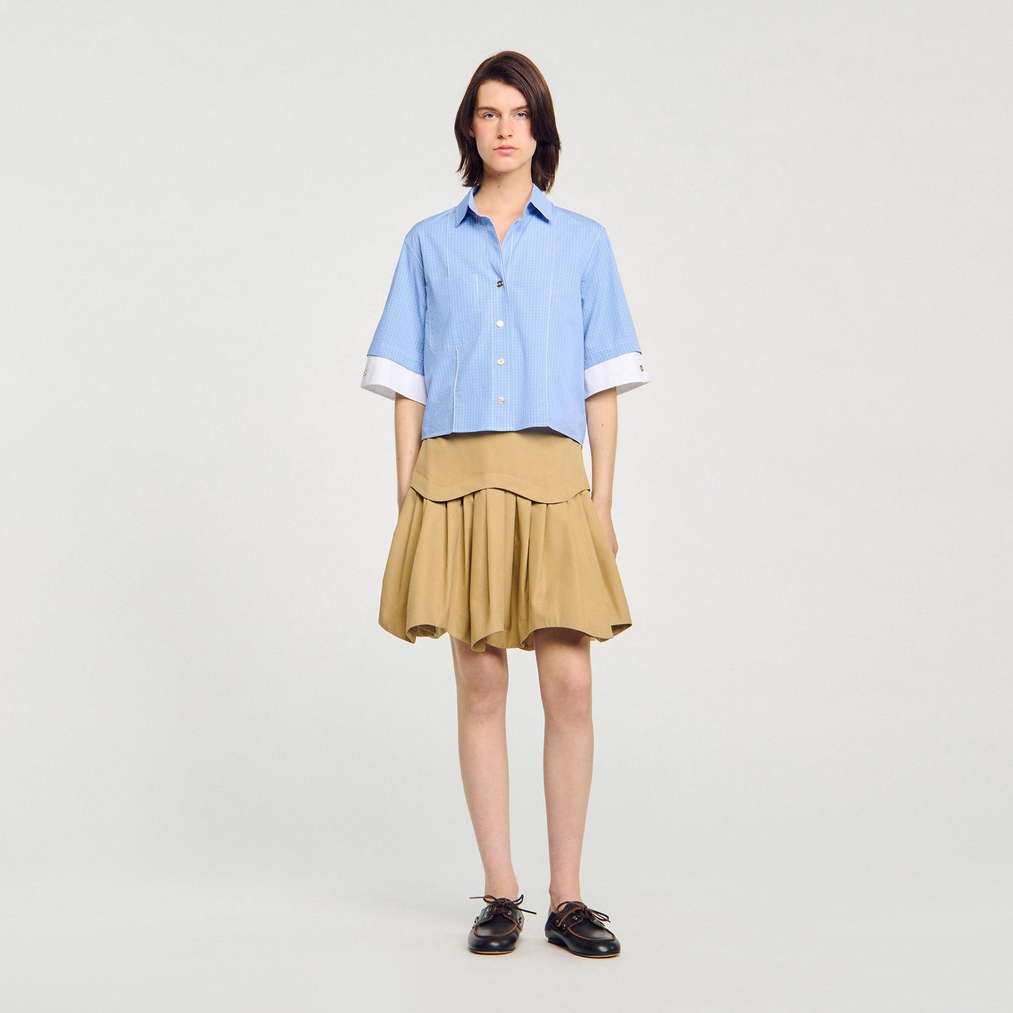 Rosita Oversized Check Shirt Ciel / Blanc