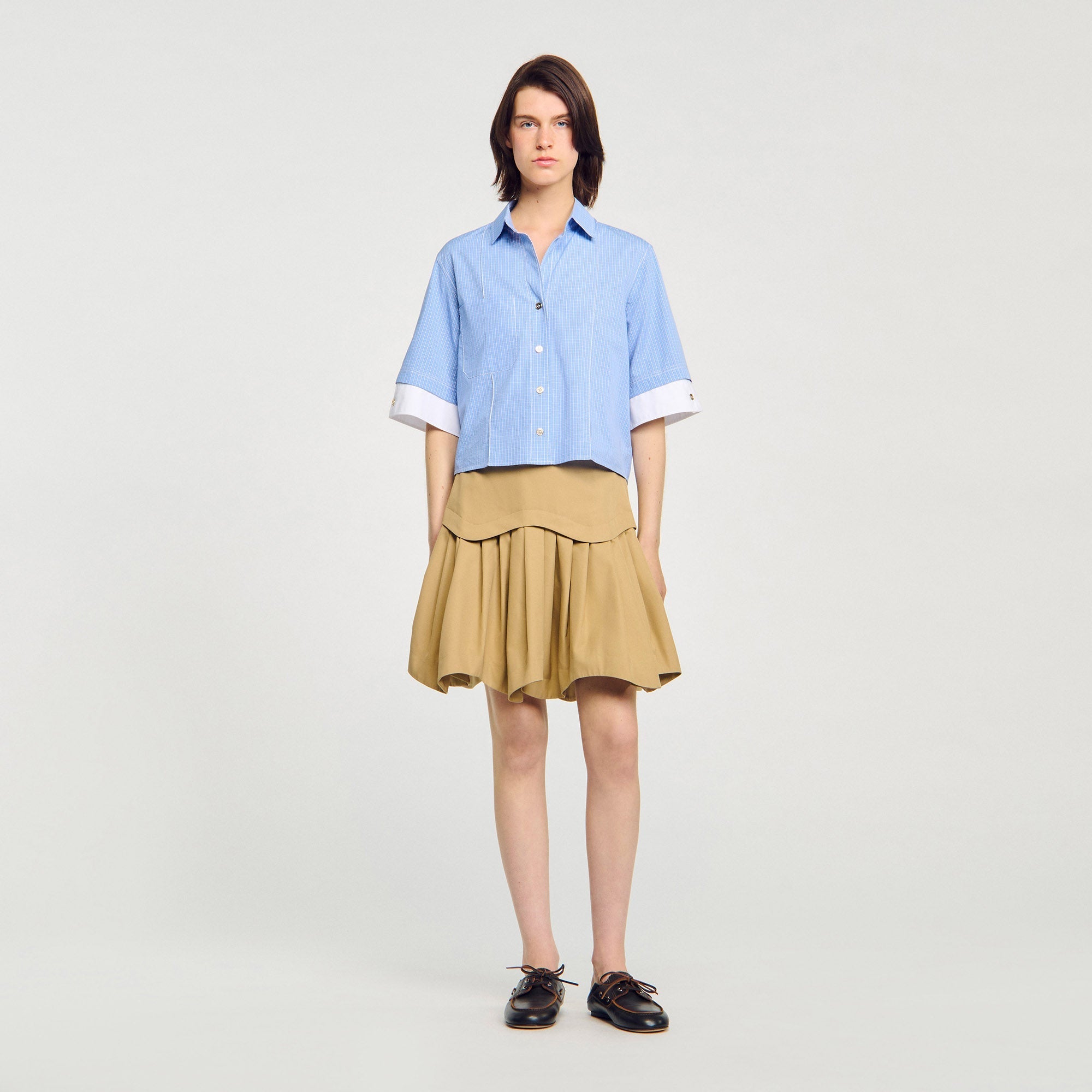 Rosita Oversized Check Shirt Ciel / Blanc