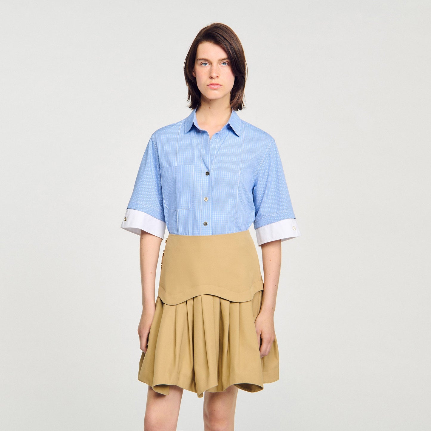 Rosita Oversized Check Shirt Ciel / Blanc