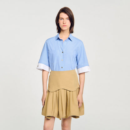 Rosita Oversized Check Shirt Ciel / Blanc