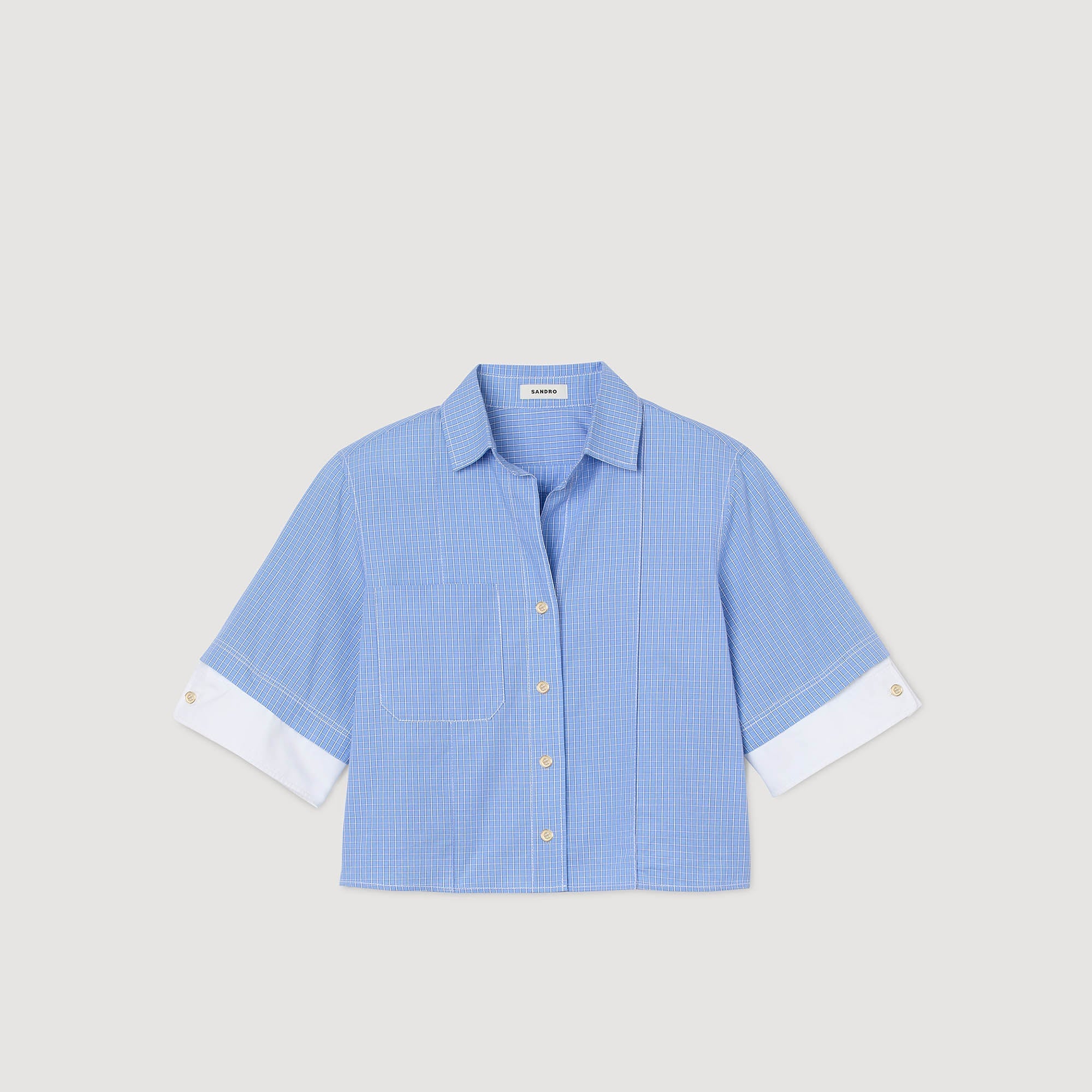 Rosita Oversized Check Shirt Ciel / Blanc