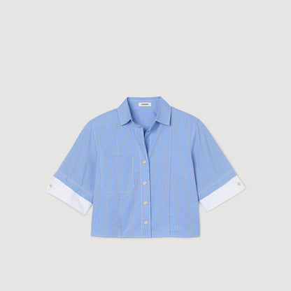 Rosita Oversized Check Shirt Ciel / Blanc