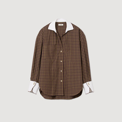Valea Two-Tone Check Shirt Burgundy / Brown