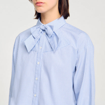 Brenda Bow Collar Shirt Ciel / Blanc