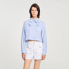 Brenda Bow Collar Shirt Ciel / Blanc