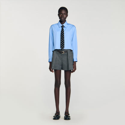 Seraphine Cropped Shirt With Detachable Tie Blue