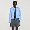 Seraphine Cropped Shirt With Detachable Tie Blue