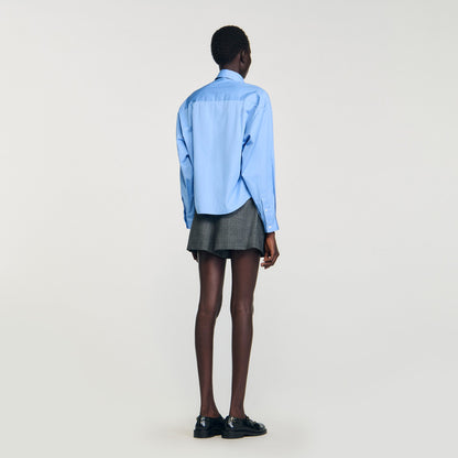 Seraphine Cropped Shirt With Detachable Tie Blue