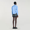 Seraphine Cropped Shirt With Detachable Tie Blue