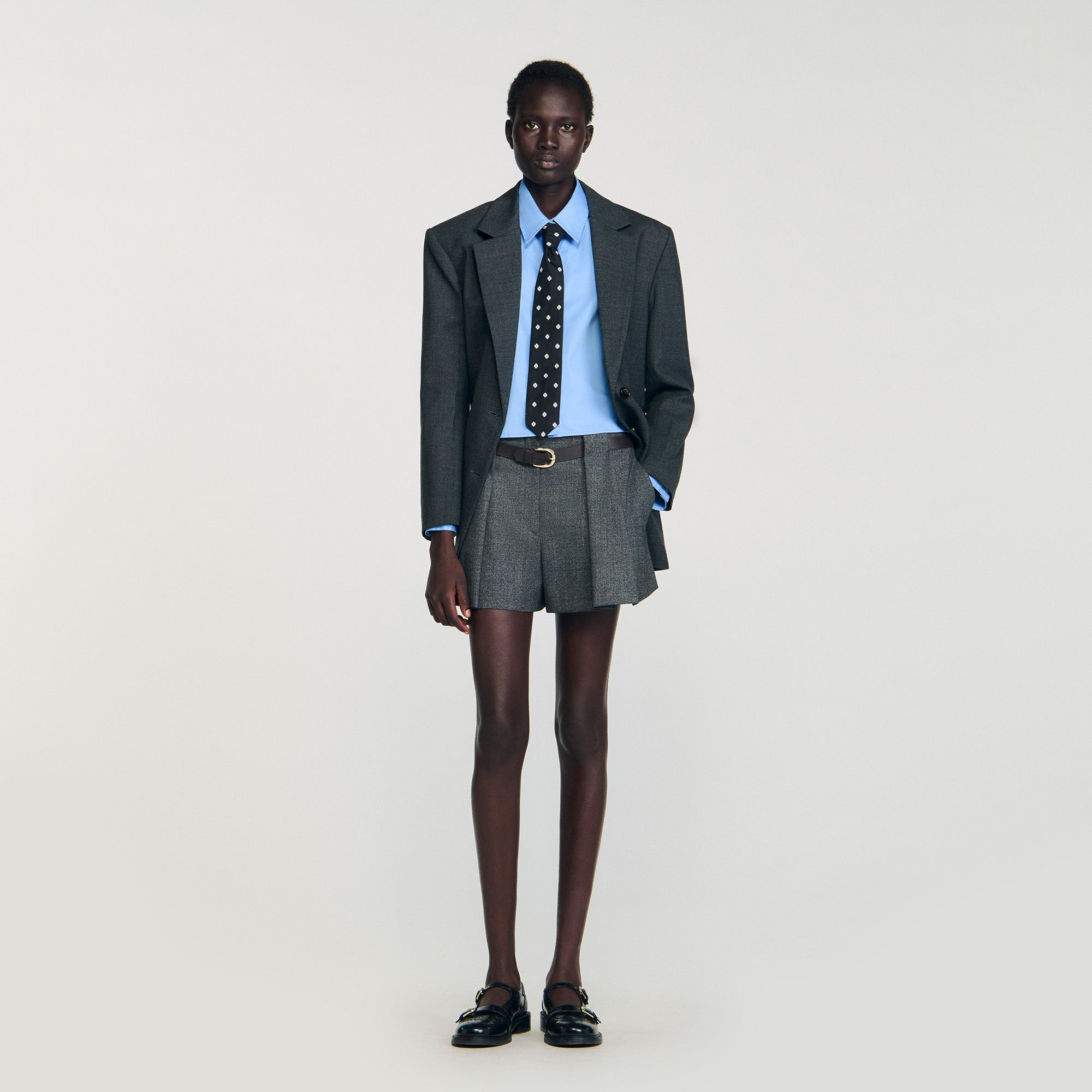 Seraphine Cropped Shirt With Detachable Tie Blue