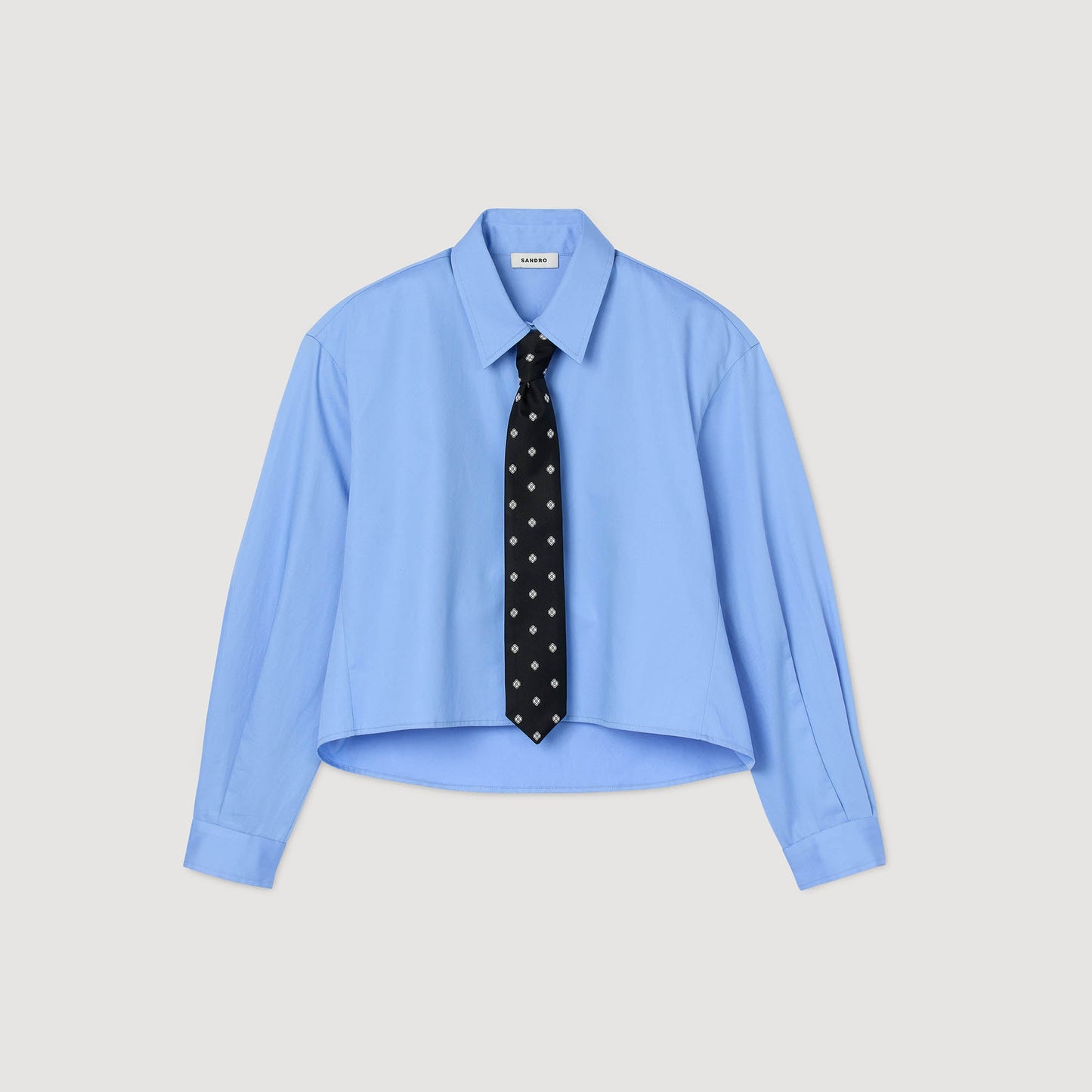 Seraphine Cropped Shirt With Detachable Tie Blue
