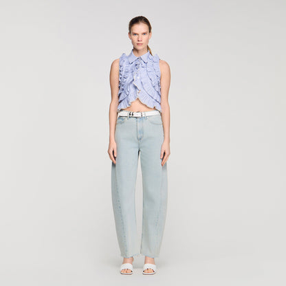 Margot Ruffled Striped Shirt Bleu / Marine