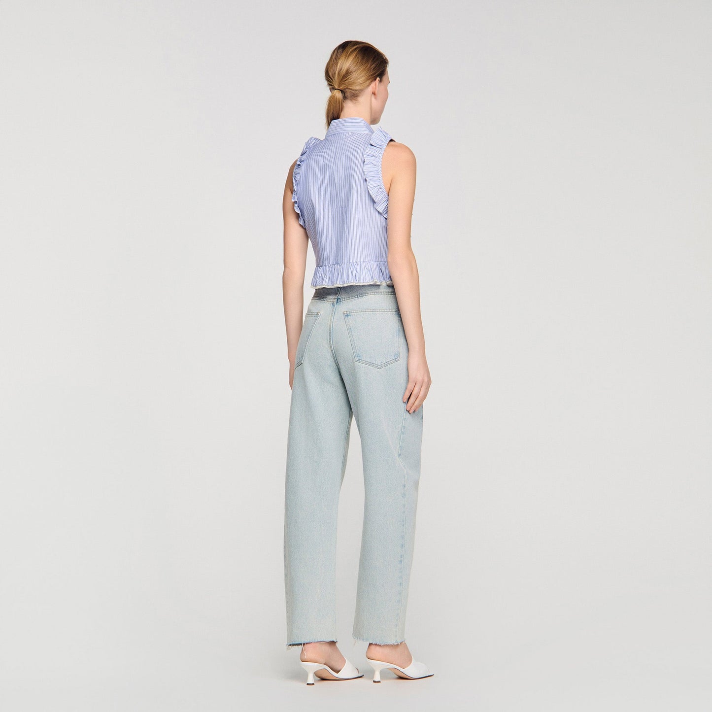 Margot Ruffled Striped Shirt Bleu / Marine