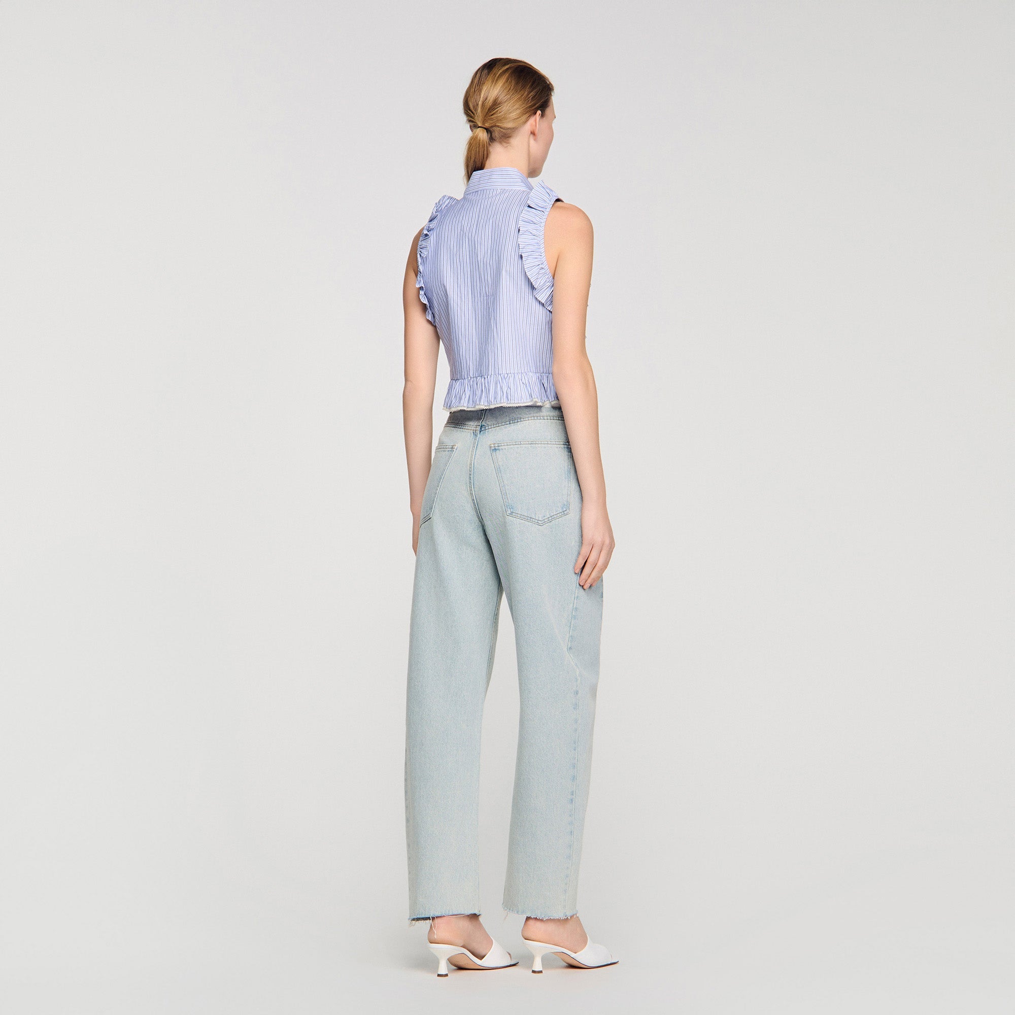 Margot Ruffled Striped Shirt Bleu / Marine