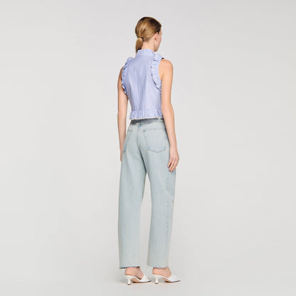 Margot Ruffled Striped Shirt Bleu / Marine