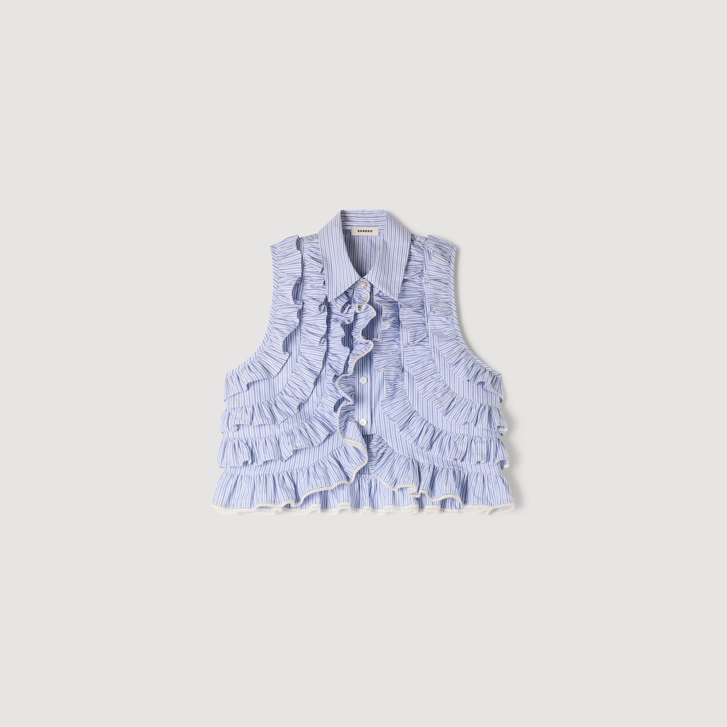 Margot Ruffled Striped Shirt Bleu / Marine