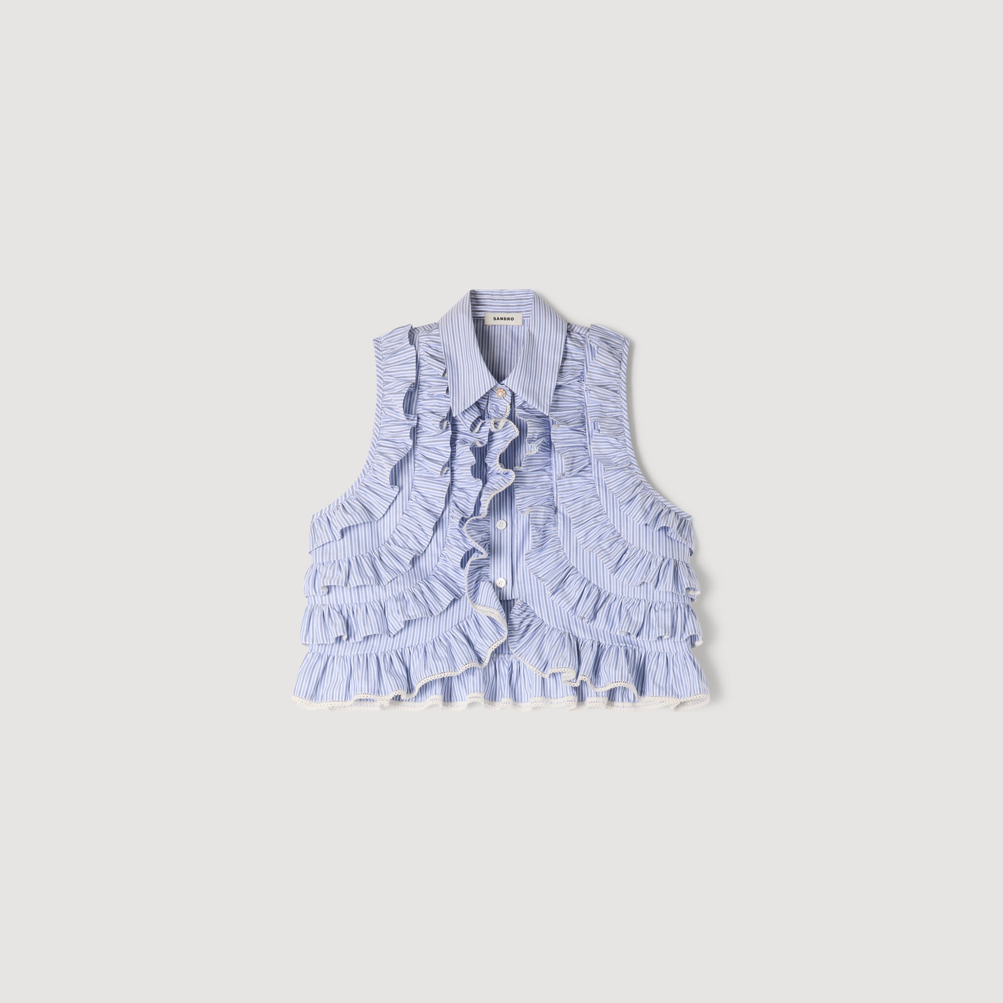 Margot Ruffled Striped Shirt Bleu / Marine