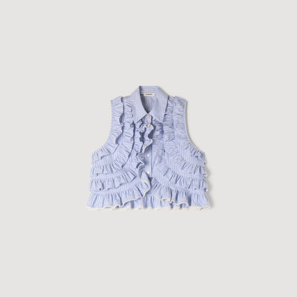 Margot Ruffled Striped Shirt Bleu / Marine